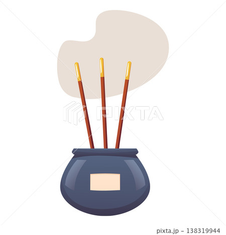 Aroma sticks incense vector flat icon, smoking burning aroma stick in the pot, aromatherapy and meditation, Buddhism Aroma sticks incense vector flat icon, smoking burning aroma stick in the pot, aromatherapy and meditation, Buddhism 138319944