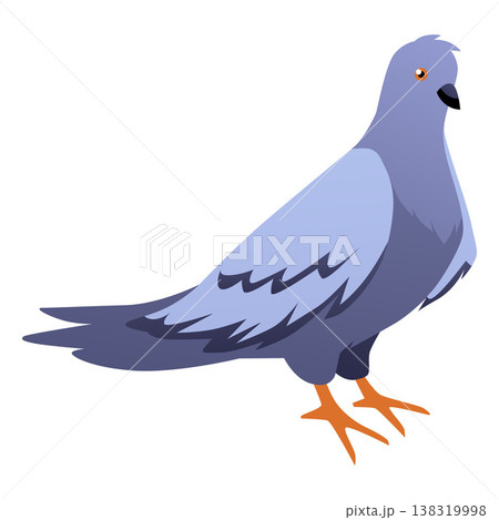 Dove bird flat icon, pigeon bird animal, beautiful gray fowl, carrier pigeon vector cartoon illustration isolated 138319998
