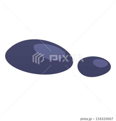 Two smooth, dark, oval stones of different shapes, isolated on a white background. 138320007