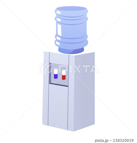 Water cooler for office and home, vector office aqua dispenser with two taps, plastic water cooler with bottle Water cooler for office and home, vector office aqua dispenser with two taps, plastic water cooler with bottle 138320019