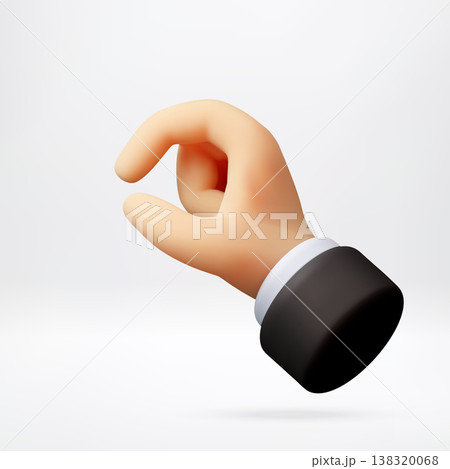 3d cartoon businessman hand showing pinch gesture. 3d cartoon businessman hand showing pinch gesture. 138320068