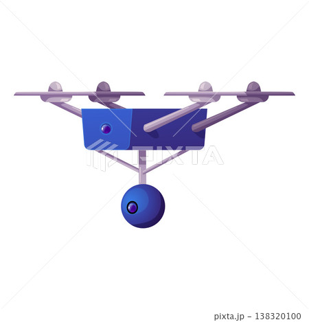 Drone UAV with video camera, vector flying wireless quadcopter photography video surveillance, unmanned aerial vehicle 138320100