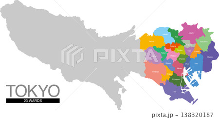 東京23区の地図 区名入 (英語) 東京23区の地図 区名入 (英語) 138320187