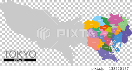 Map of Tokyo's 23 Wards with Ward Names (English) 138320187