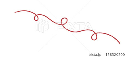 Red thread yarn rope line doodle. Minimal tangled string with needle and knot in simple vector style isolated on white Red thread yarn rope line doodle. Minimal tangled string with needle and knot in simple vector style isolated on white 138320200