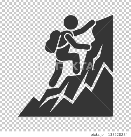 登山者的剪影圖標 登山者的剪影圖標 138320284