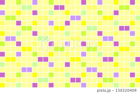 幾何学模様　四角形　イエロー　グリーン　パープル 138320409