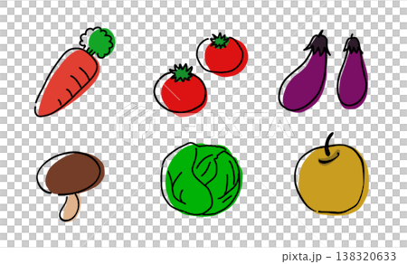 蔬果的塗鴉彩色插圖 138320633