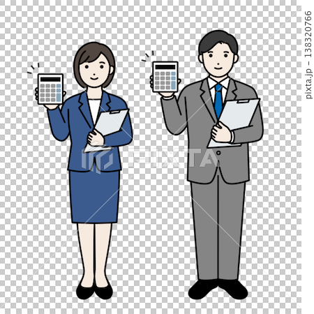 A business person standing with a calculator 138320766