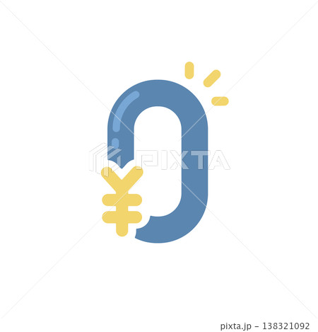 手数料やお見積り無料に便利な0円のベクターアイコン (フラットデザイン) ブルー 138321092