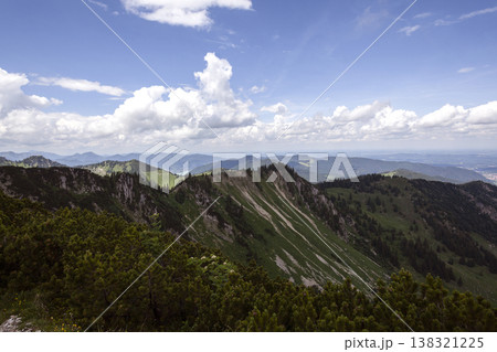 Mountain hiking at Brecherspitze mountain, Bavaria, Germany in summertime Mountain hiking at Brecherspitze mountain, Bavaria, Germany in summertime 138321225