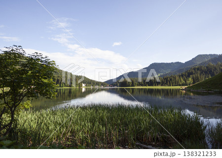 Lake Spitzingsee, Brecherspitze mountain, Bavaria, Germany in summertime 138321233