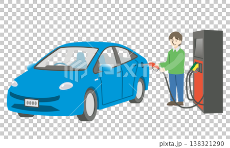 ガソリンを給油する笑顔のドライバー 138321290