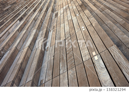 Close-up of wooden stairs on a Parisian square 138321294