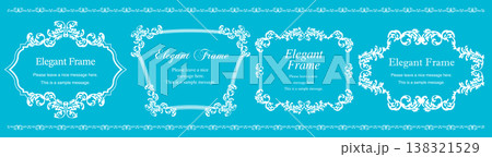 高級感のあるホワイトの飾り罫、装飾デザイン、フレームセット 138321529