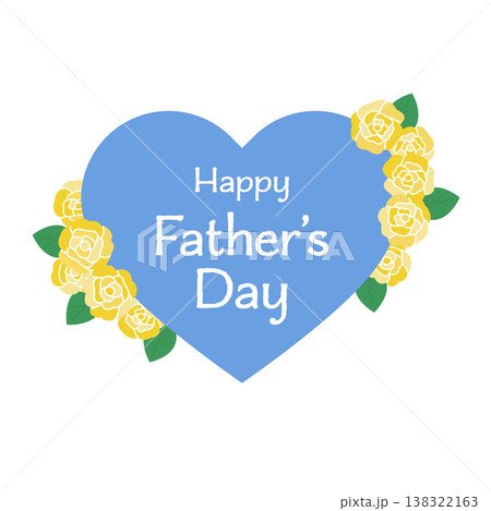 青いハートと黄色いバラの父の日デザイン HAPPY Father’s Day メッセージ素材 青いハートと黄色いバラの父の日デザイン HAPPY Father’s Day メッセージ素材 138322163