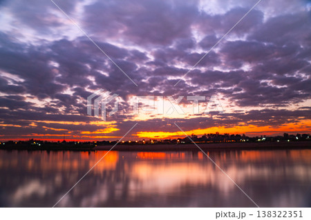 Evening Skyline Along the Mekong River Evening Skyline Along the Mekong River 138322351