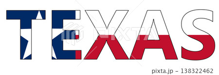 TEXAS USA word with flag design. TEXAS flag sign. TEXAS USA flag text. flat style. TEXAS USA word with flag design. TEXAS flag sign. TEXAS USA flag text. flat style. 138322462