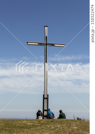 Summmit cross of Rechelberg mountain in springtime, Bavaria, Germany Summmit cross of Rechelberg mountain in springtime, Bavaria, Germany 138322474