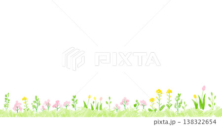 カラフルな春の花の水彩イラスト 背景イメージ バナー素材 カラフルな春の花の水彩イラスト 背景イメージ バナー素材 138322654