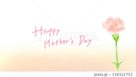 カーネーションとHappy Mother’s Day　母の日の水彩イラスト　メッカード　背景イラスト 138322752