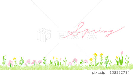 カラフルな春の花の水彩イラスト　背景イラスト 138322754