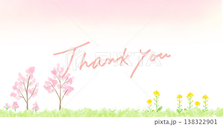 Thank youの 春の花の風景 水彩イラスト 背景イラスト Thank youの 春の花の風景 水彩イラスト 背景イラスト 138322901