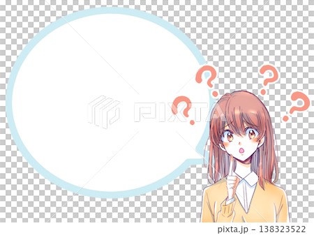 A female student with a question lip-syncs and a speech bubble appears. A female student with a question lip-syncs and a speech bubble appears. 138323522