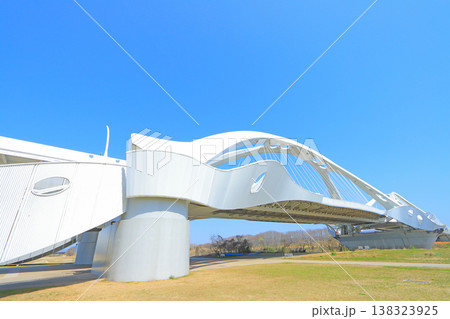 愛知県豊田市、矢作川に架かる豊田大橋の風景 138323925