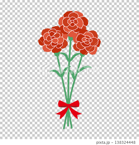 Illustration of three red carnations - Simple floral design for Mother's Day 138324448