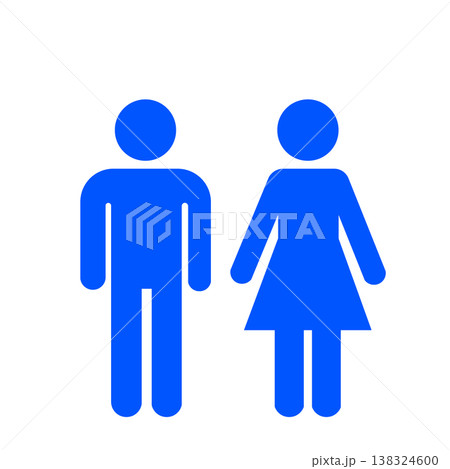 トイレ・公共施設を示す男女シルエットサイン(青) トイレ・公共施設を示す男女シルエットサイン(青) 138324600