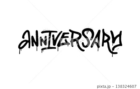 Anniversary lettering word in urban graffiti style isolated on transparent background. Vector grunge illustration Anniversary lettering word in urban graffiti style isolated on transparent background. Vector grunge illustration 138324607
