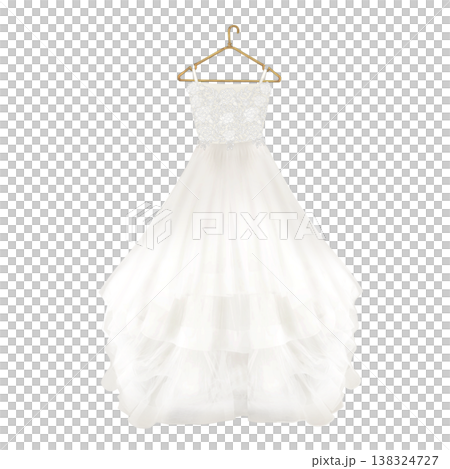 レースビスチェとチュールスカートのウェディングドレスイラスト 138324727