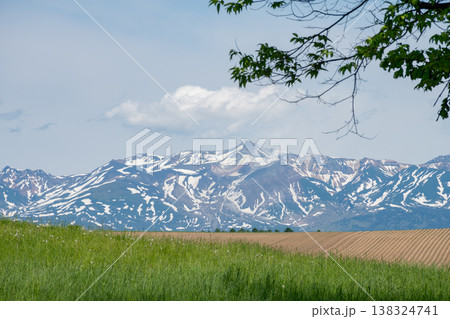 初夏の残雪の山並み 十勝岳連峰 初夏の残雪の山並み 十勝岳連峰 138324741