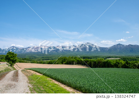 初夏の晴れた空と残雪の山並み 初夏の晴れた空と残雪の山並み 138324747