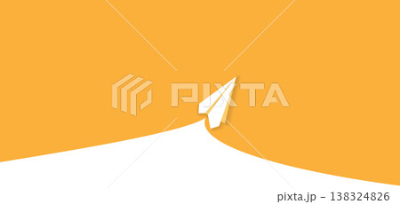 Paper plane flying on orange background Paper plane flying on orange background 138324826