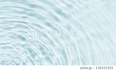 透明感のある水面と波紋の背景 水色ブルー 透明感のある水面と波紋の背景 水色ブルー 138325203
