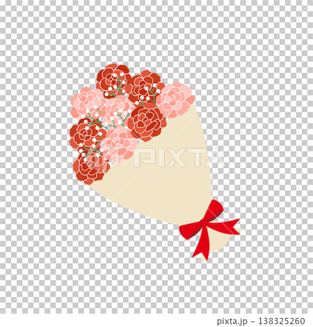 斜めに配置されたカーネーションの花束イラスト シンプルなフラワー素材 斜めに配置されたカーネーションの花束イラスト シンプルなフラワー素材 138325260