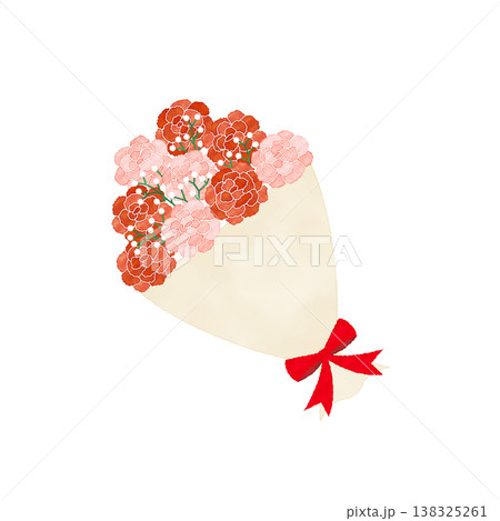 水彩風 斜めに配置されたカーネーションの花束イラスト シンプルなフラワー素材 水彩風 斜めに配置されたカーネーションの花束イラスト シンプルなフラワー素材 138325261