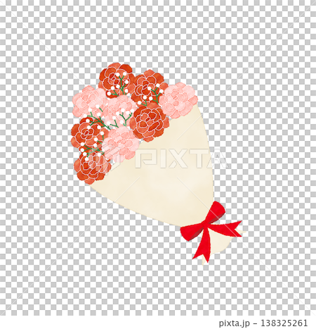水彩風 斜めに配置されたカーネーションの花束イラスト シンプルなフラワー素材 水彩風 斜めに配置されたカーネーションの花束イラスト シンプルなフラワー素材 138325261