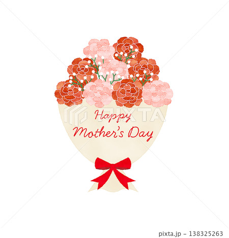 水彩風　母の日のカーネーションの花束 Happy Mather’s Day 138325263