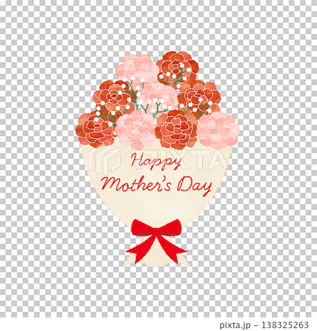 水彩風　母の日のカーネーションの花束 Happy Mather’s Day 138325263