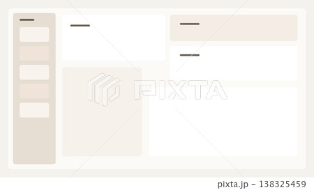 Sidebar layout with navigation and content panels, gallery rail composition, and refined premium interface background for products 138325459