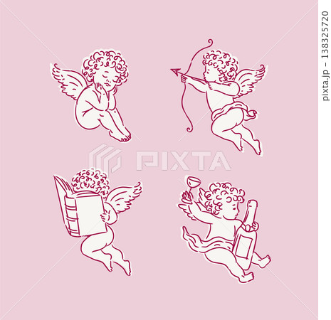 Winged cherubim and cupid love and romance pink Winged cherubim and cupid love and romance pink 138325720