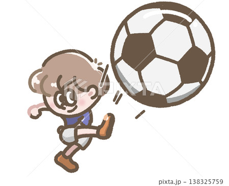 サッカーをする男の子のイラスト サッカーをする男の子のイラスト 138325759