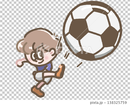 サッカーをする男の子のイラスト サッカーをする男の子のイラスト 138325759