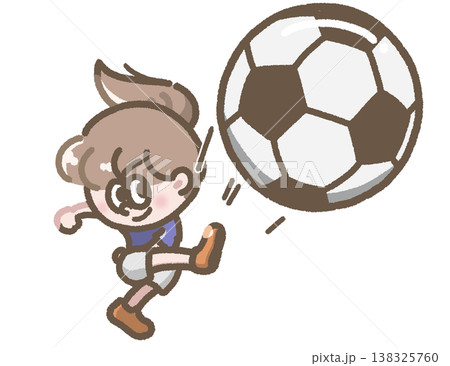 サッカーをする女の子のイラスト サッカーをする女の子のイラスト 138325760