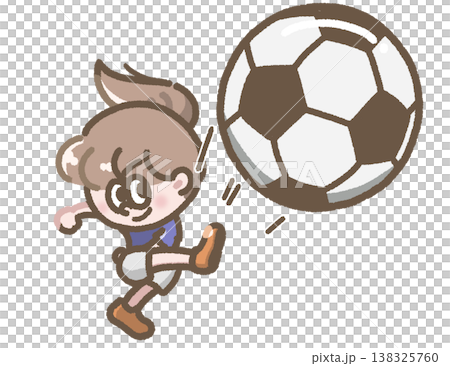サッカーをする女の子のイラスト サッカーをする女の子のイラスト 138325760
