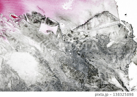 Abstract pink and back ink marble cracked background creative swirl paint 138325898