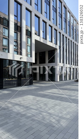 Modern building architecture in Prague with clear blue sky and bright light Modern building architecture in Prague with clear blue sky and bright light 138326032